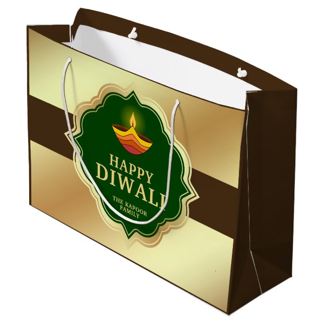 Personalised Diwali Large Gift Bag (Back Angled)