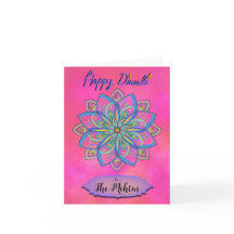 Personalised Diwali Pink Mandala Card