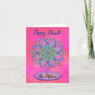Personalised Diwali Pink Mandala Card