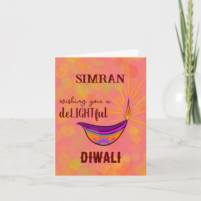 Personalised Diya Diwali Card (Front)