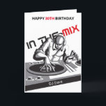 Personalised DJ In The Mix Birthday Greeting Card<br><div class="desc">This is the perfect card for anyone who loves to mix. Change the AGE and DJ text at the bottom,  you can also personalise the inside. 

Card designed by Cards Inspired (UK)</div>