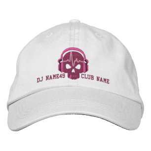 Personalised DJ Skull Your Name Club Embroidery Embroidered Hat