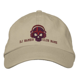 Personalised DJ Skull Your Name Club Embroidery Embroidered Hat