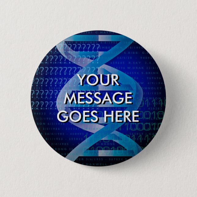 Personalised DNA ID Blue 6 Cm Round Badge (Front)