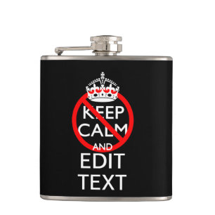 Personalised Do Not Keep Calm and Your Text Black Hip Flask