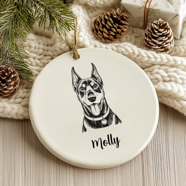 Personalised Doberman Dog Christmas Ceramic Tree Decoration (Creator Uploaded)