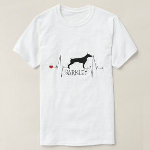Personalised Doberman Love My Dog Heart Beat T-Shirt