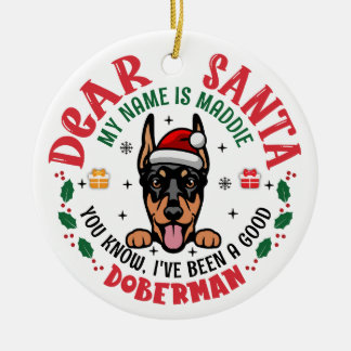 Personalised Doberman Pinscher Dog Christmas Tree Ceramic Tree Decoration