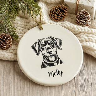 Personalised Dobermann Dog Christmas Ceramic Tree Decoration