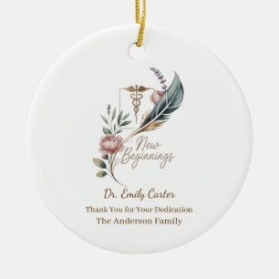 Personalised Doctor Appreciation New Beginnings Ceramic Tree Decoration