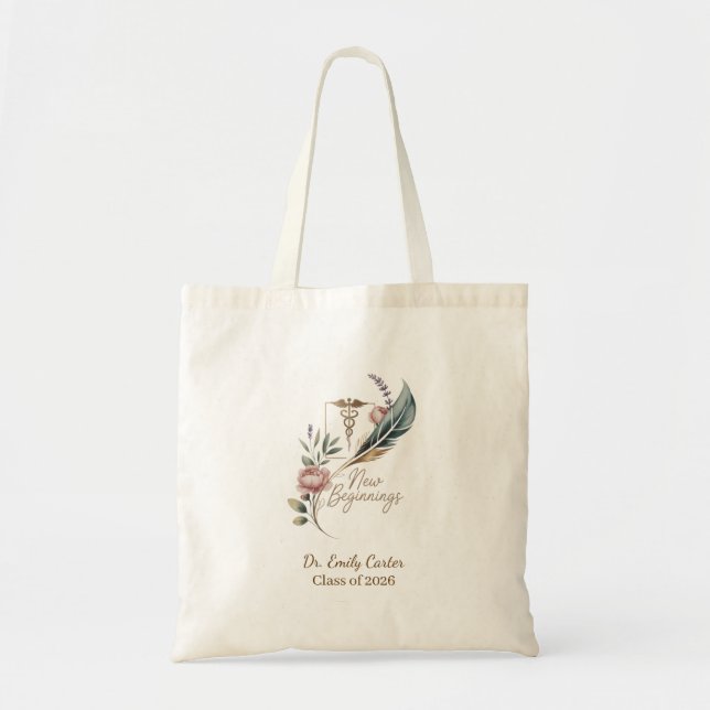 Personalised Doctor Graduation New Beginnings Tote Bag (Front)