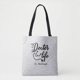  Personalised Doctor Life Grey Glitter Tote Bag