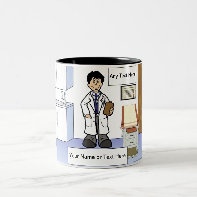 Personalised Doctor - Male Cartoon Two-Tone Coffee Mug (Center)