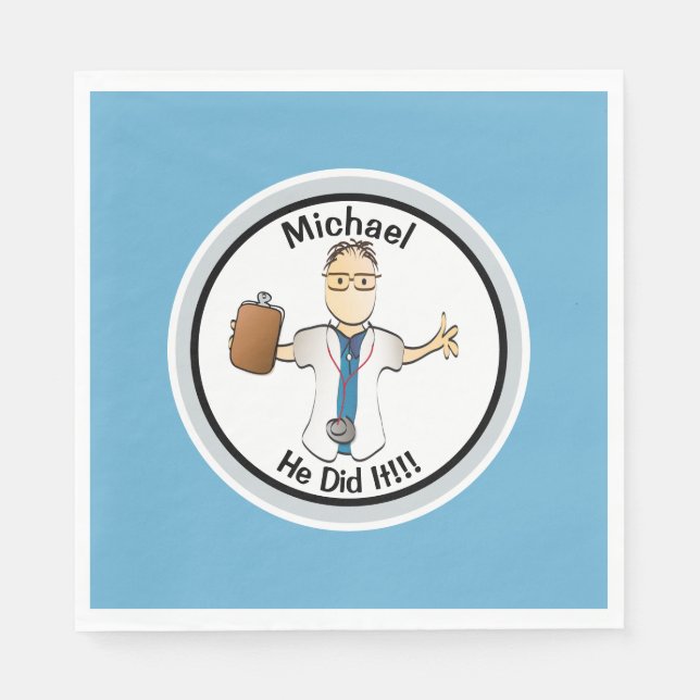 Personalised Doctor Nurse Graduation for Him Napkin (Front)