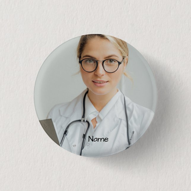 Personalised Doctor Photo and Name  3 Cm Round Badge (Front)