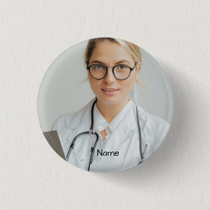 Personalised Doctor Photo and Name  3 Cm Round Badge