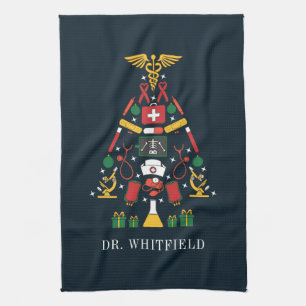 Personalised Doctors and Nurses Festive Christmas Tea Towel