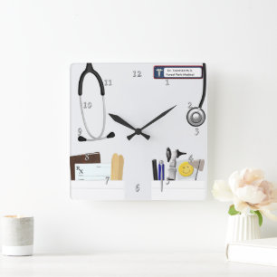 Personalised Doctor's Coat Square Wall Clock
