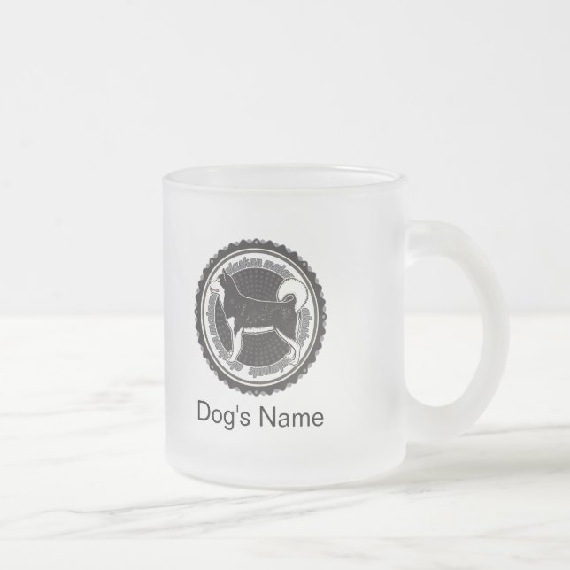 Personalised Dog Alaskan Malamute With Dog Names Frosted Glass Coffee Mug (Right)