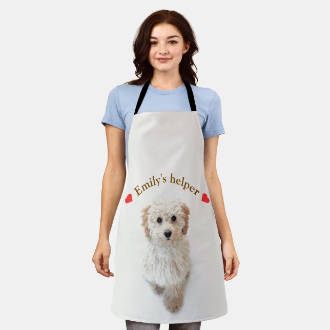 Personalised Dog Apron – Custom Photo & Text (Worn)