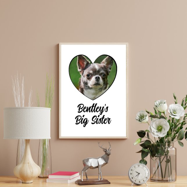 Personalised dog big sister photo & text poster (Creator Uploaded)