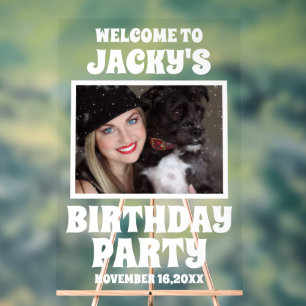 Personalised Dog Birthday Party Photo Welcome Acrylic Sign