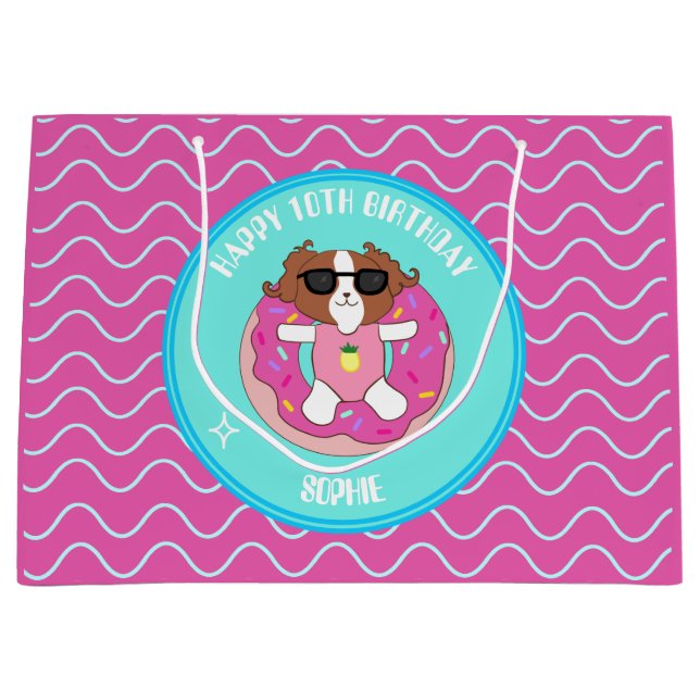Personalised Dog Birthday Pool Party Gift Bag (Front)