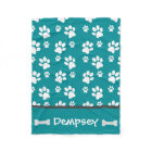 Personalised Dog Blanket Paws Name and Bones