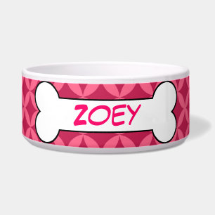 Personalised Dog Bone Ceramic Pet Bowl Pink