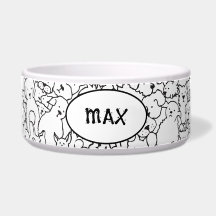 Personalised Dog Bowl with Dog Doodle Design