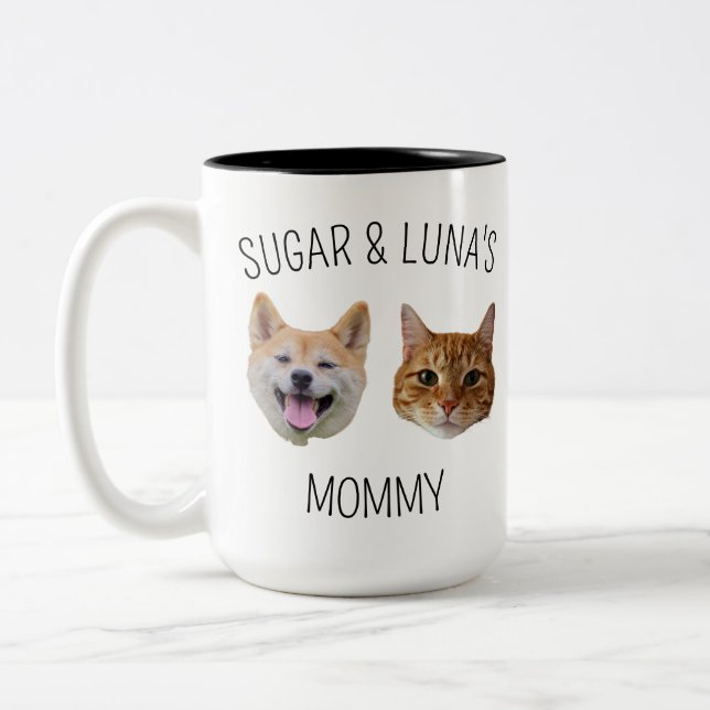 Personalised Dog Cat Face Mug, Mug gift for Mum (Left)