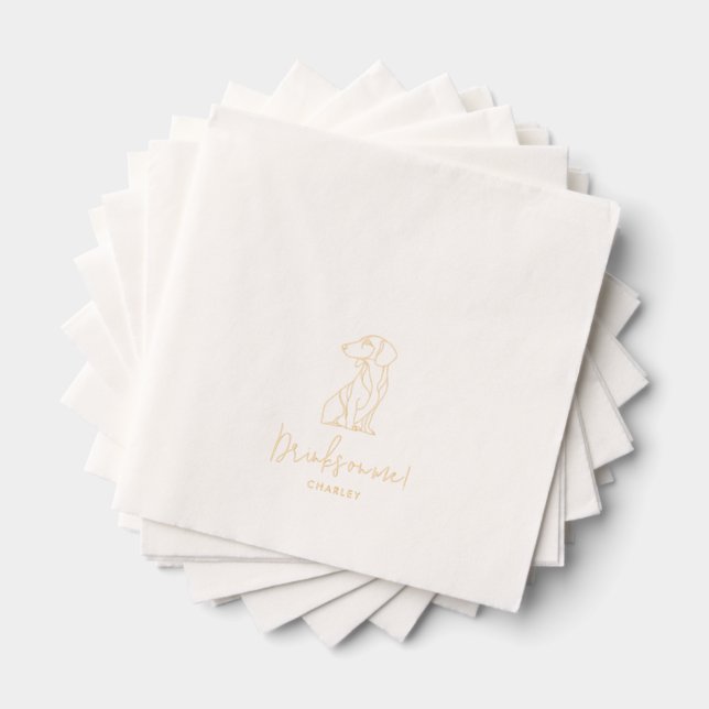 Personalised Dog Dachshund Pet Wedding Gold Foil Napkins (Insitu (Stacked))