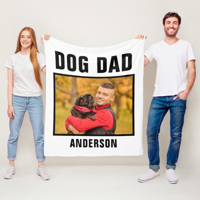 Personalised Dog Dad Custom Photo Fleece Blanket (In Situ)