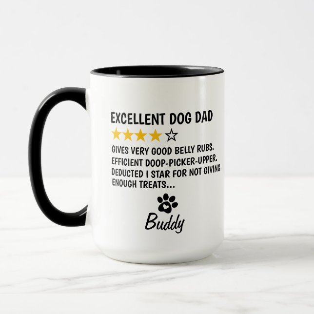 Personalised Dog Dad Mug, Excellent Dog Dad Gift Mug (Left)