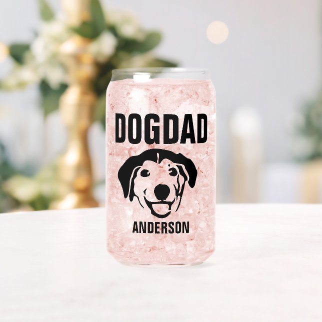 Personalised Dog Dad Name Can Glass (Insitu (Wedding))