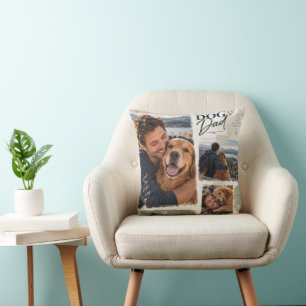 Personalised Dog Dad Photo Collage Throw Pillow