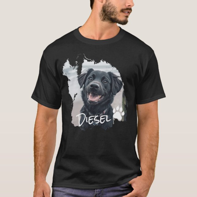 Personalised Dog Distressed Graphic T-Shirt (Front)