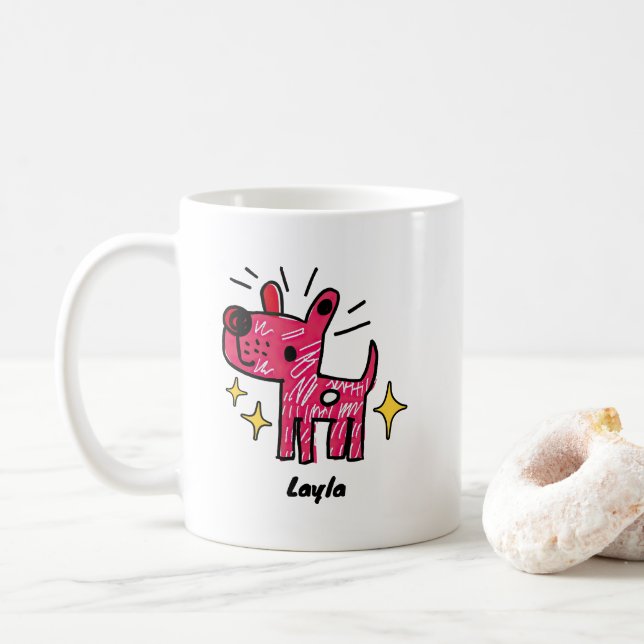 Personalised Dog Doodle Art Coffee Mug (With Donut)