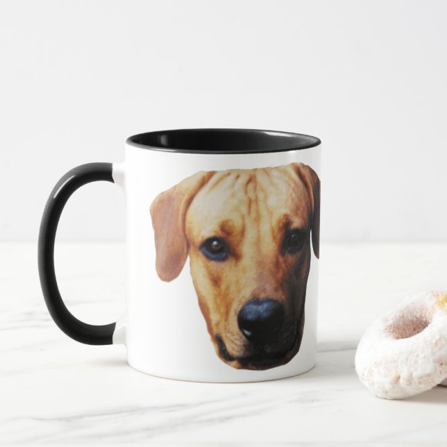 Personalised Dog Face Coffee Mug (With Donut)