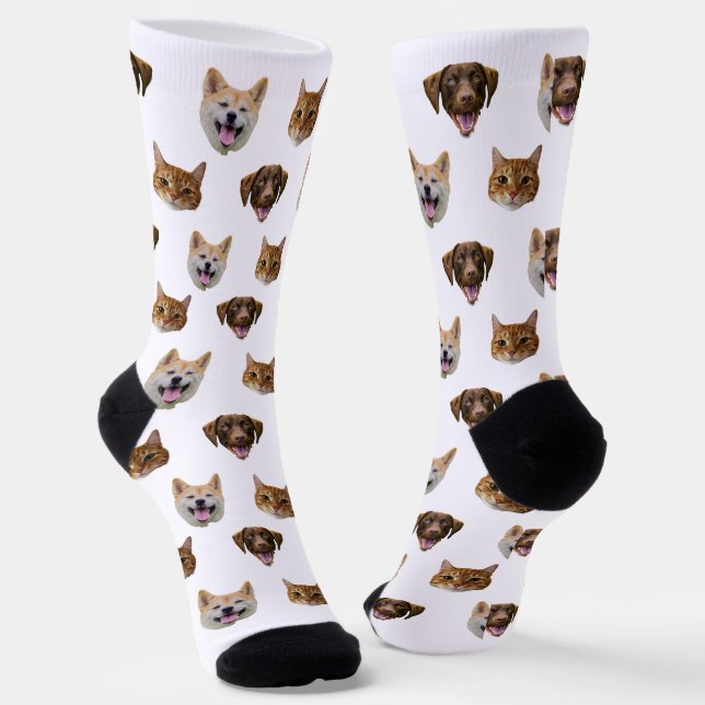 Personalised Dog Face, Dog Cat Mum Photo Gift  Socks (Angled)