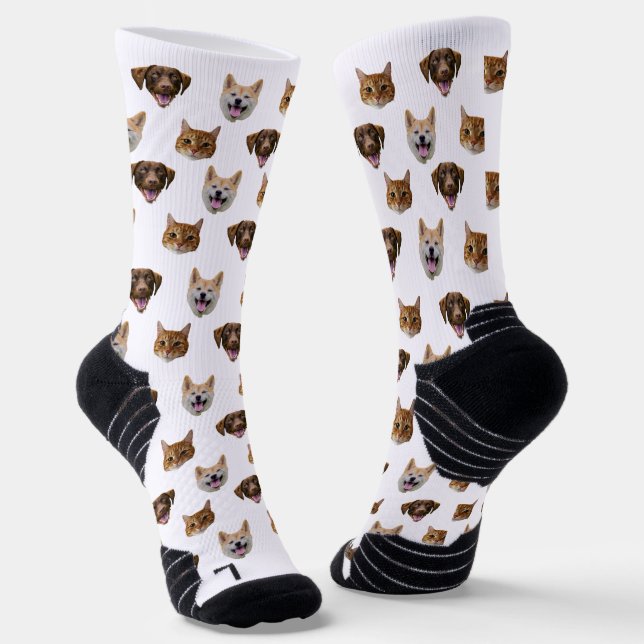 Personalised Dog Face, Dog Cat Mum Photo Gift  Socks (Angled)