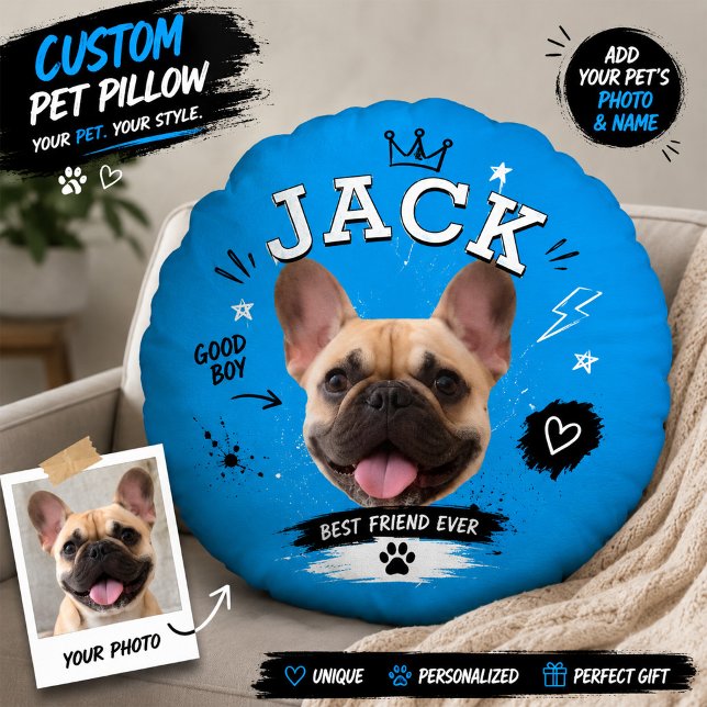 Personalised Dog Face Round Custom Pet Phot Cushion (Creator Uploaded)