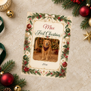 Personalised Dog First Christmas Portrait Holiday Card