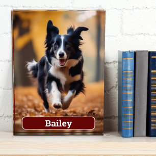 Personalised Dog Gift Pet Lover Dark Red Custom Photo Block