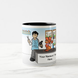 Personalised Dog Groomer - Male Cartoon Two-Tone Coffee Mug