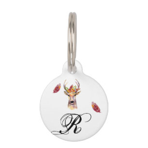 Personalised Dog ID Tag boho deer Buck Head Browni
