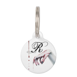 Personalised Dog ID Tag zombie blood drip vampire