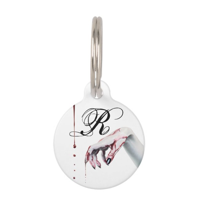 Personalised Dog ID Tag zombie blood drip vampire (Front)