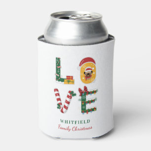 Personalised Dog LOVE Family Christmas Holiday Can Cooler