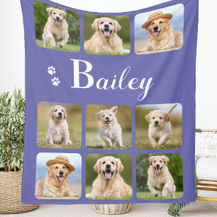 Personalised Dog Lover 9 Pet Photo Collage Fleece Blanket